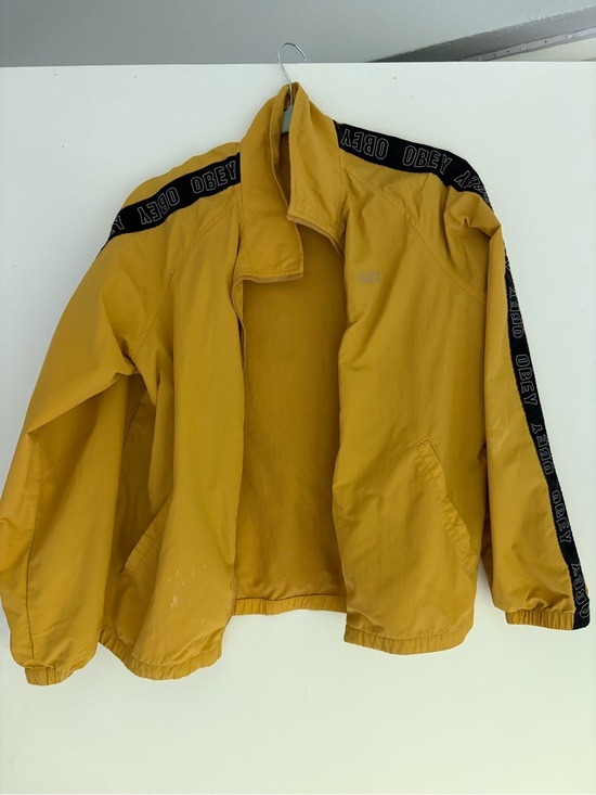 Obey Other - Obey Men's Mustard Yellow Windbreaker with Black Branded Shoulder Tape